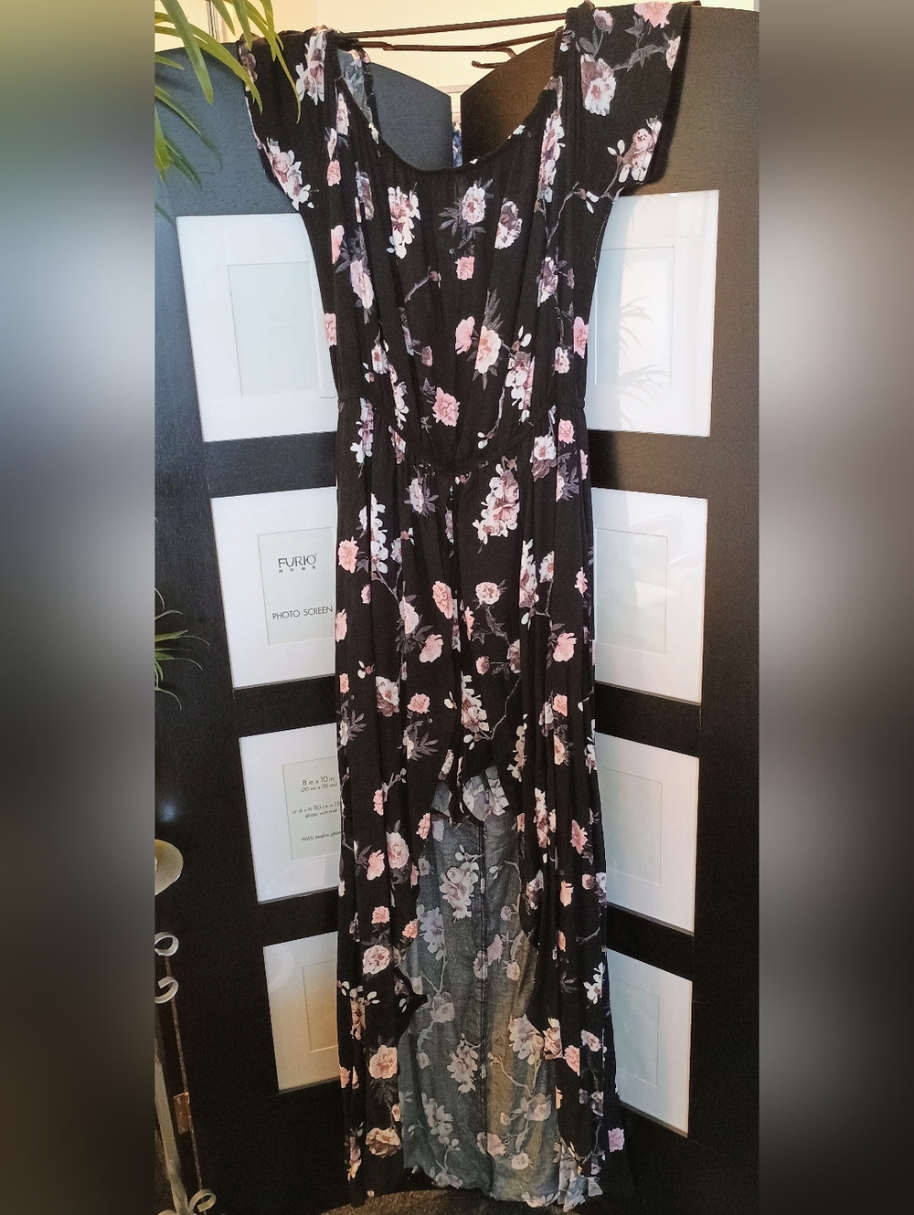 NWT Black & Pink Floral Off The Shoulder Maxi Romper
